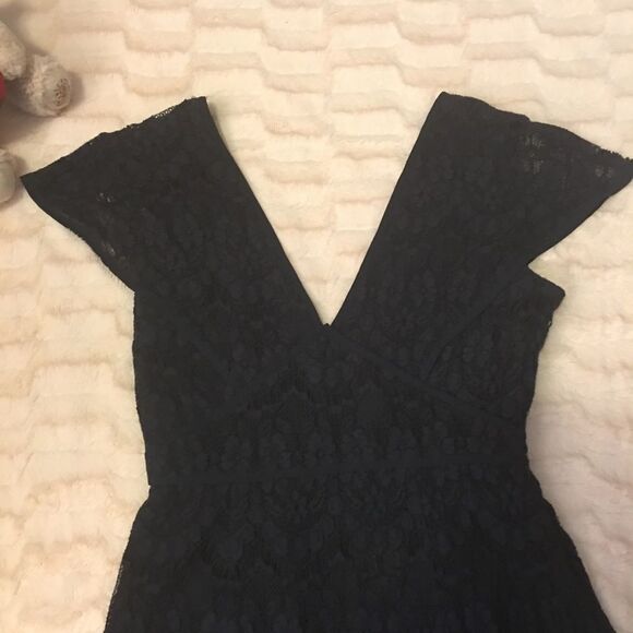 Anthropology Foxiedox Deep V Midi Dress Sz MP in Navy Blue - Picture 5 of 6